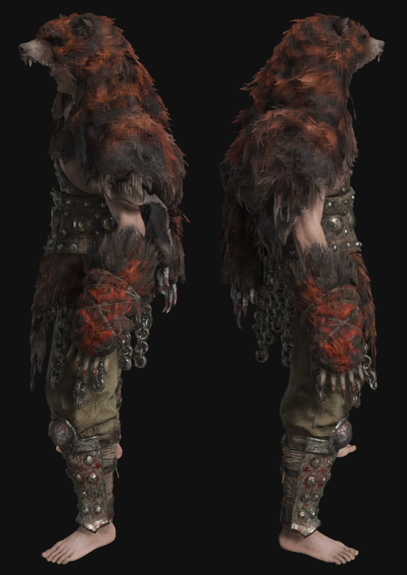 Shadow of the Erdtree Iron Rivet Armor Set -  SIdes (Red Bear armor and claw)