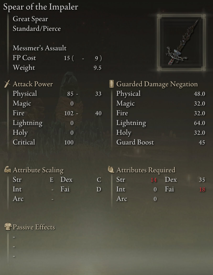 Spear of the Impaler stats