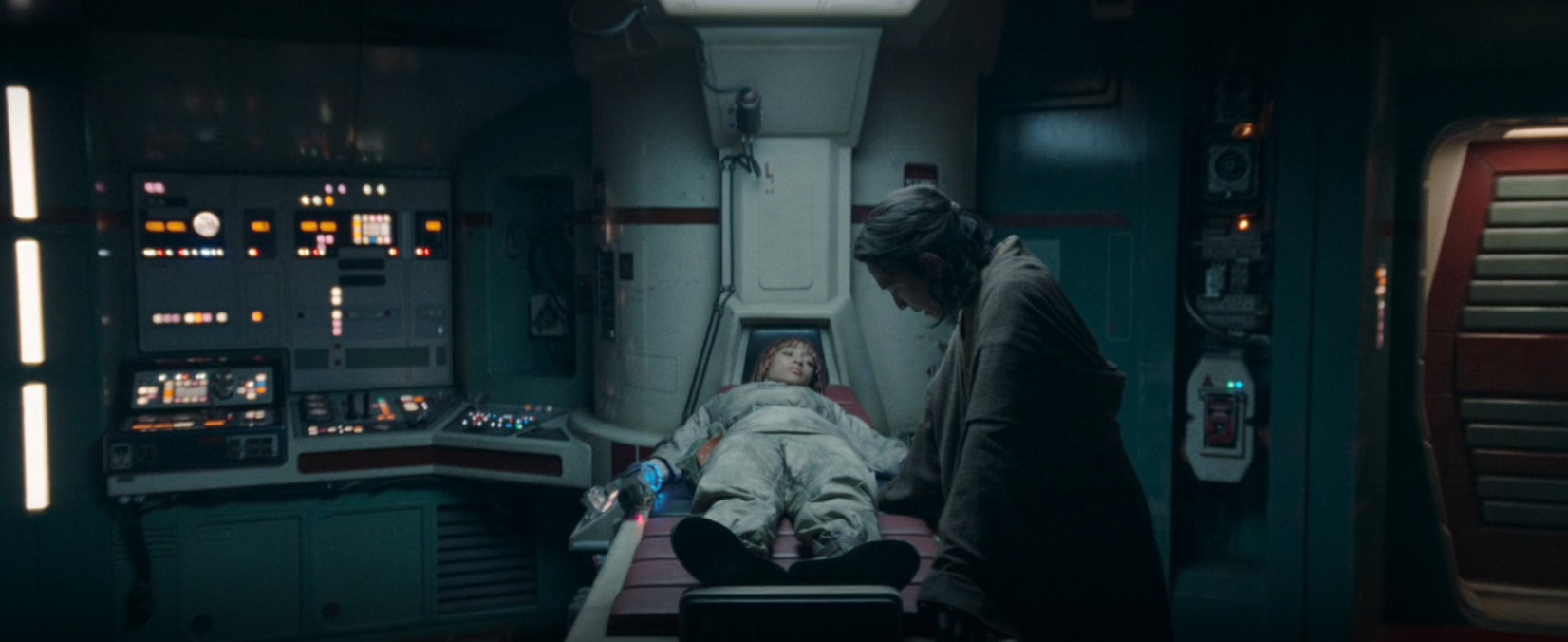 Master Sol has Mae chained up on his ship in Star Wars The Acolyte Episode 6