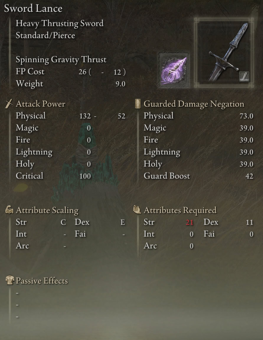 Elden Ring Gaius's lance stats