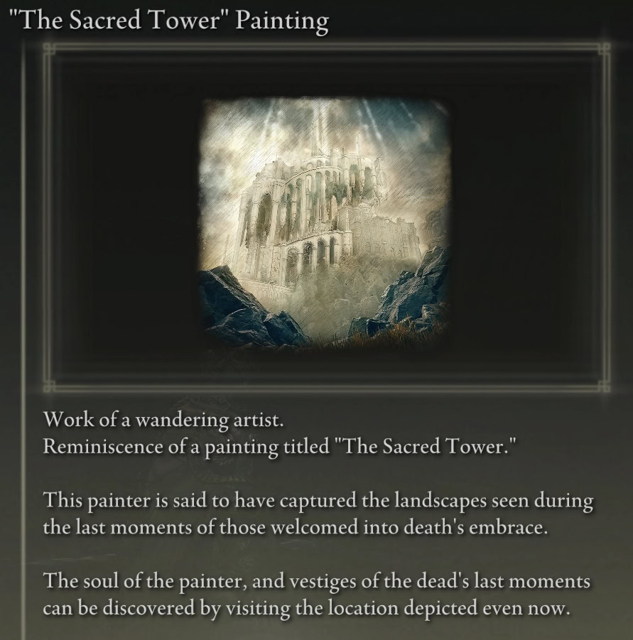 Elden Ring Shadow of the Erdtree The Sacred Tower Painting Lore