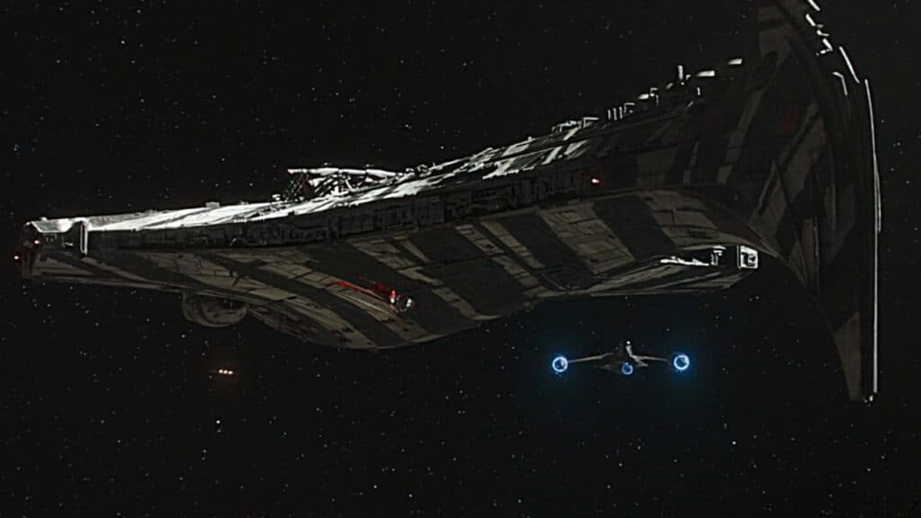 A shot of Gorian Shard's Cruiser in space