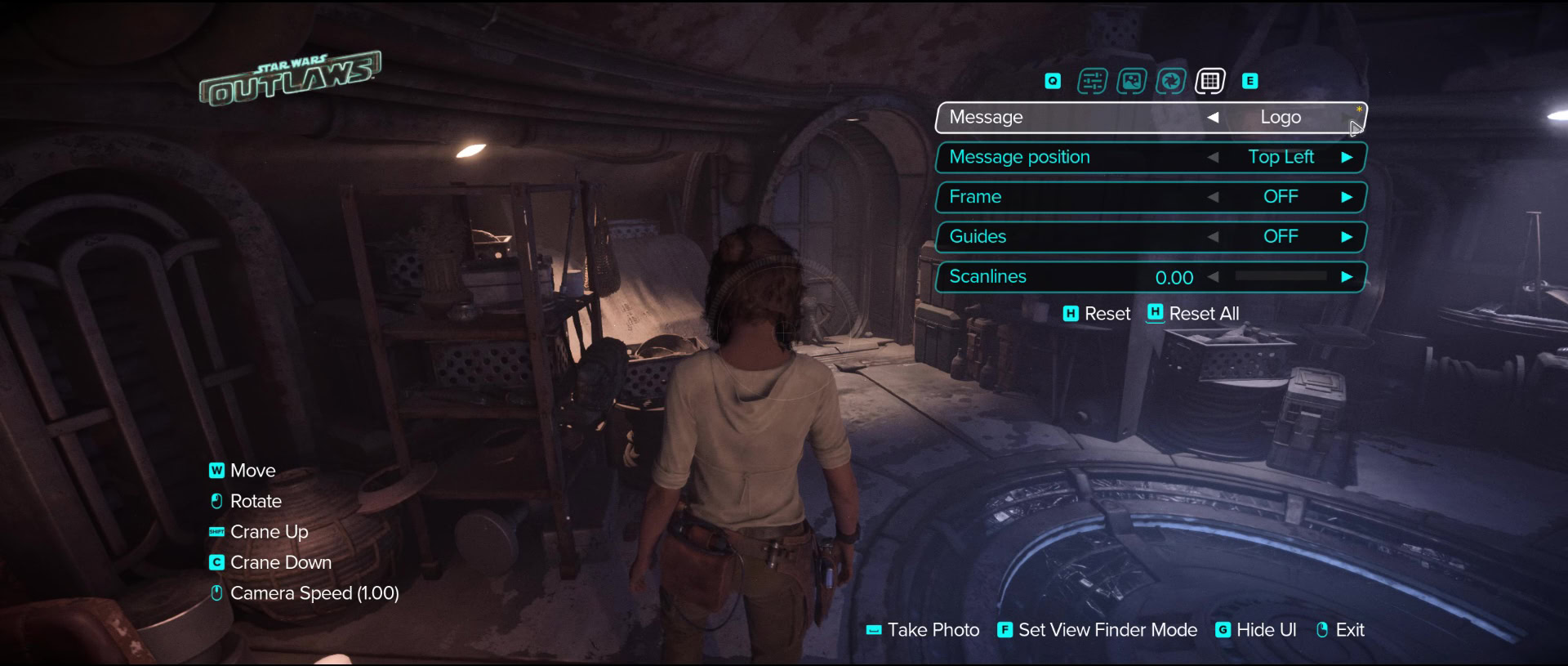 Message overlay feature in Photo Mode for Star Wars Outlaws