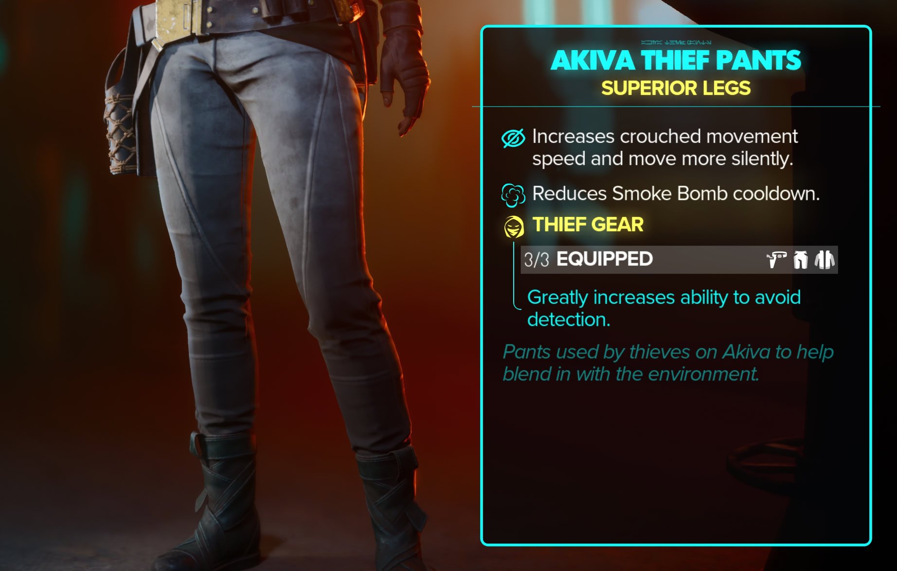 Akiva Thief Stats, Set Bonus, and Close-ups - Pants