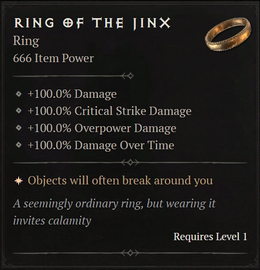 Ring of Jinx in Diablo 4