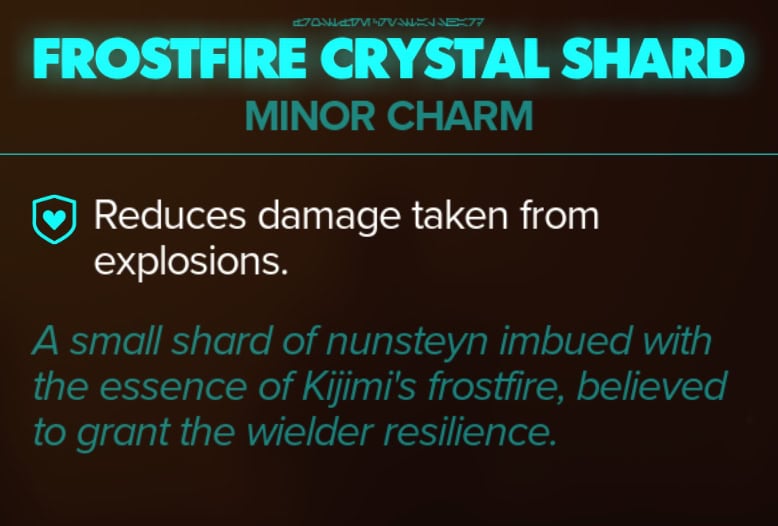 Frostfire Crystal Shard Stats - Minor Charm in Star Wars Outlaws