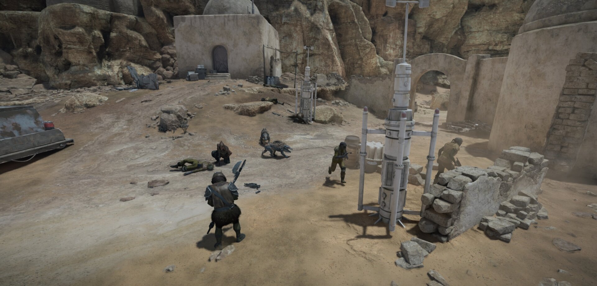 Grouped enemies on Tatooine in Star Wars Outlaws