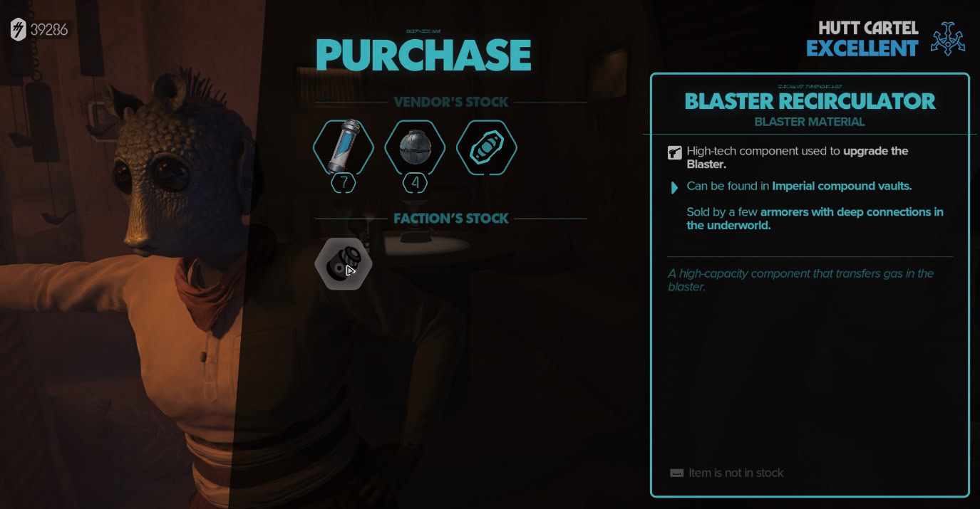 Jabba's Palace smuggler merchant - Blaster Recirculator