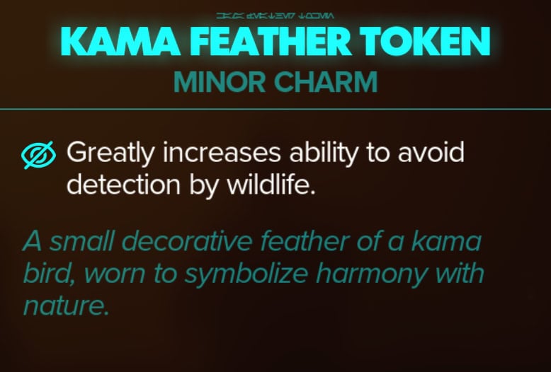 Kama Feather Token Stats - Minor Charm in Star Wars Outlaws