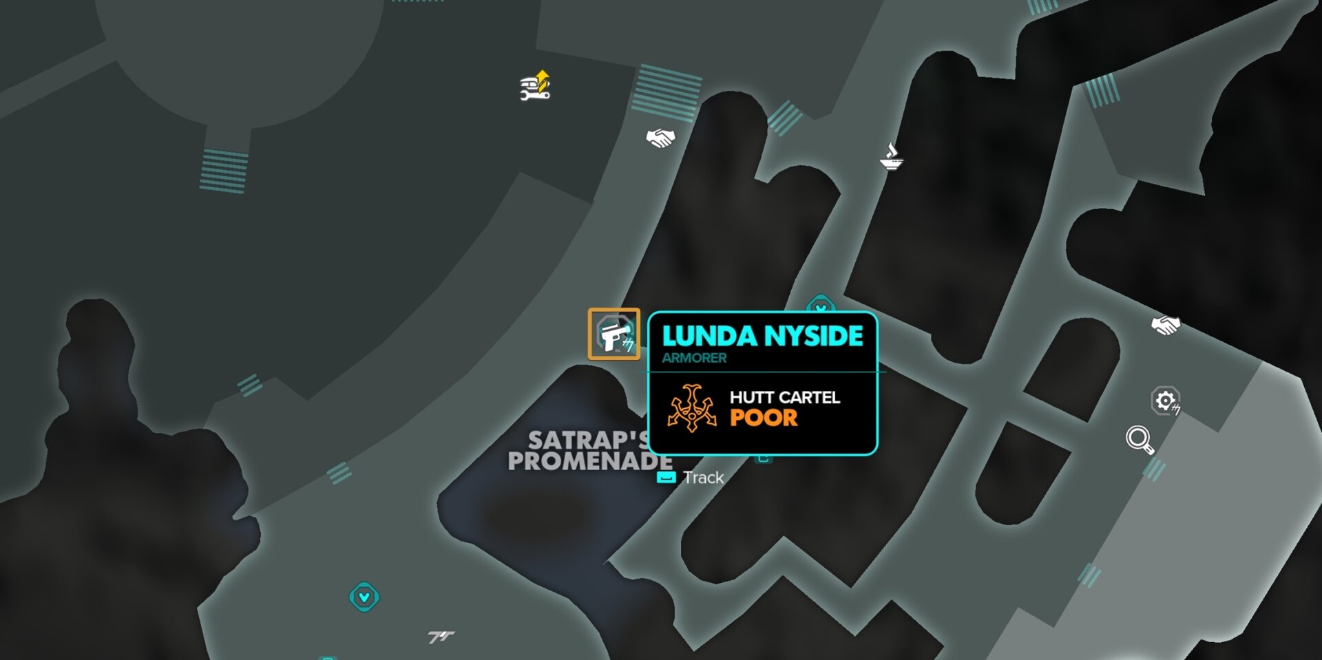 Lunda Nyside Armorer, Akiva (Merchant) Map