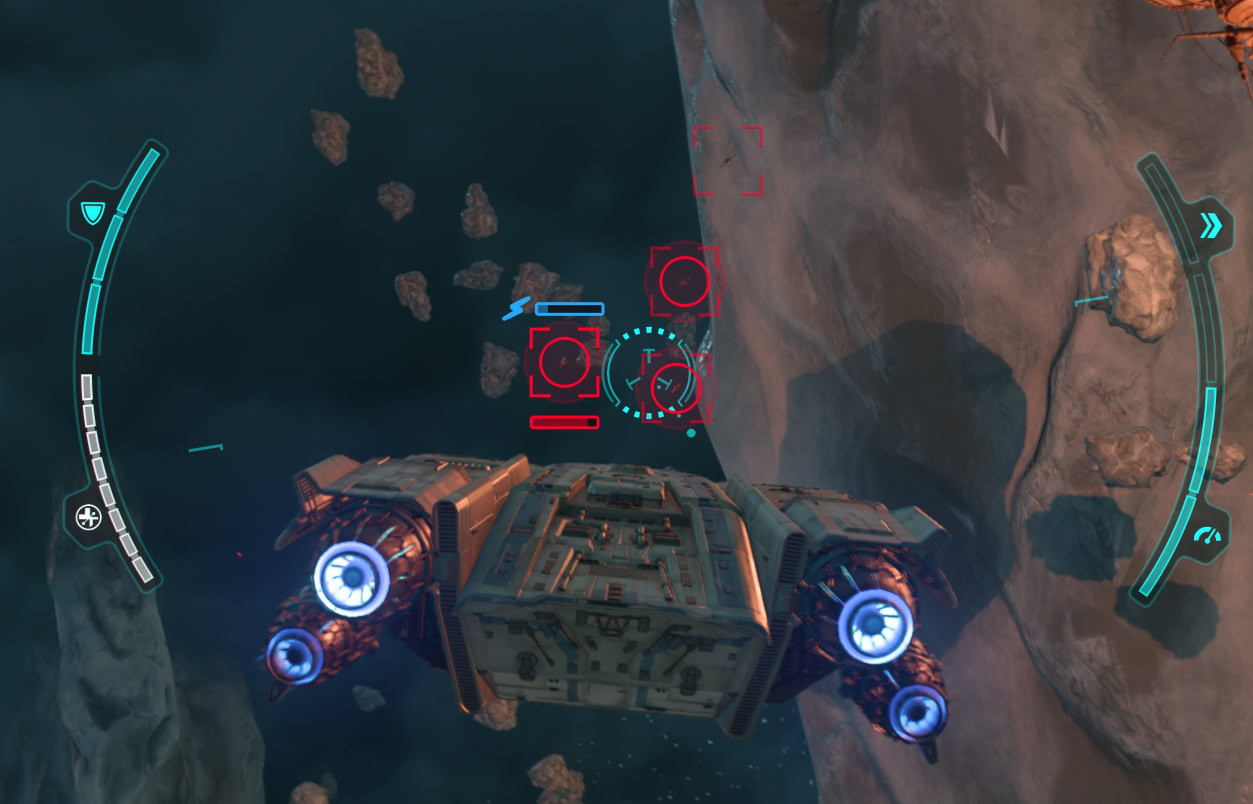 Rapid Fire Cannon targets gain a circle around when locked on to.