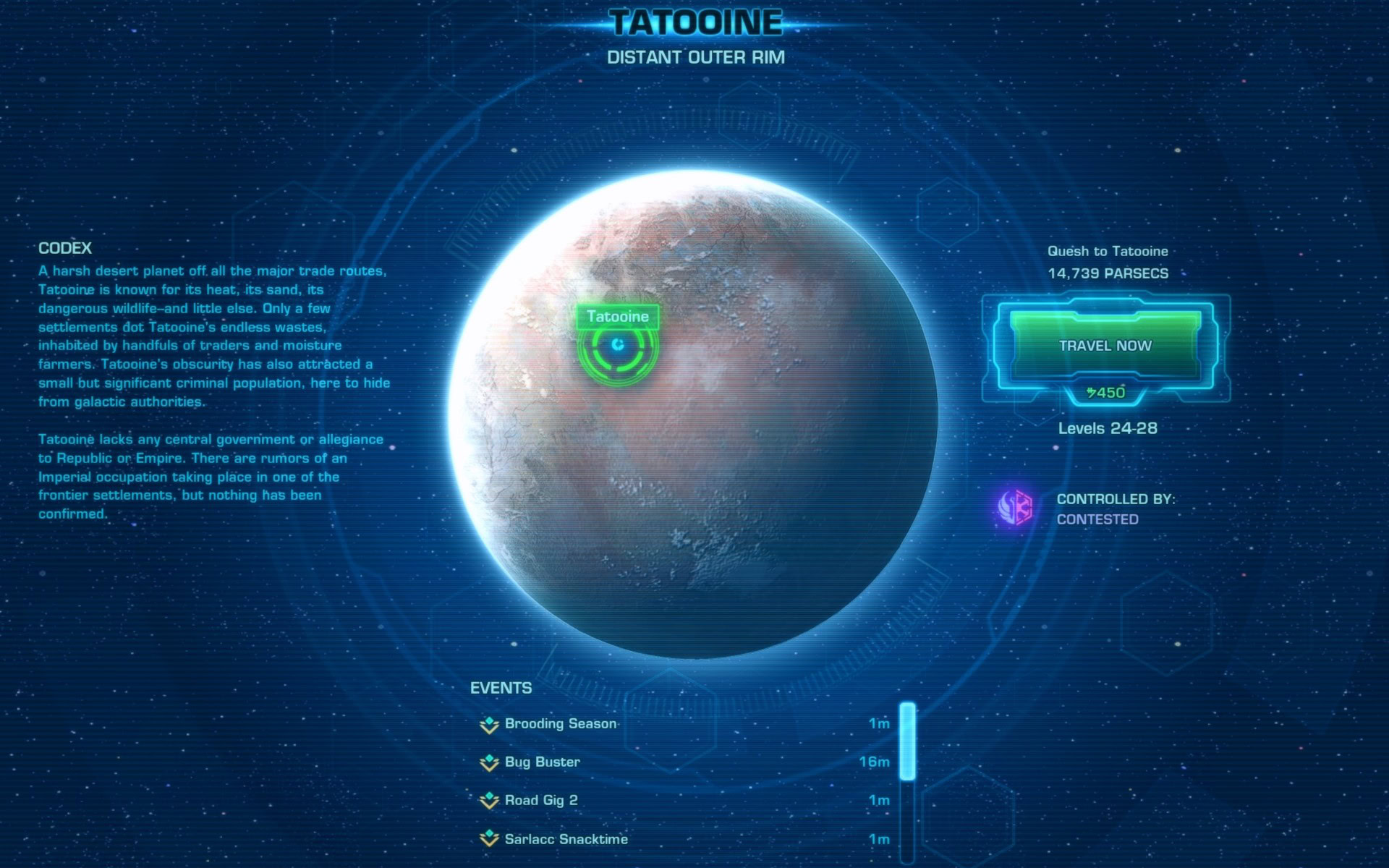 Overview of Tatooine from the Galactic Map in SWTOR 7.6 PTS