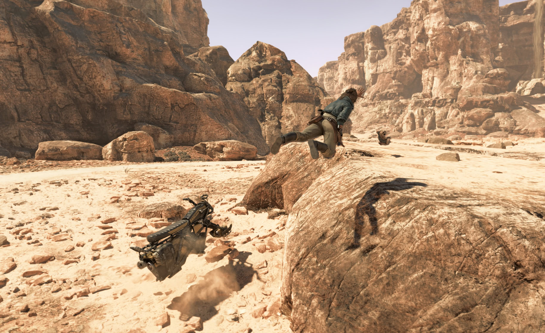 Kay flying off her speeder in Star Wars Outlaws Update 1.2