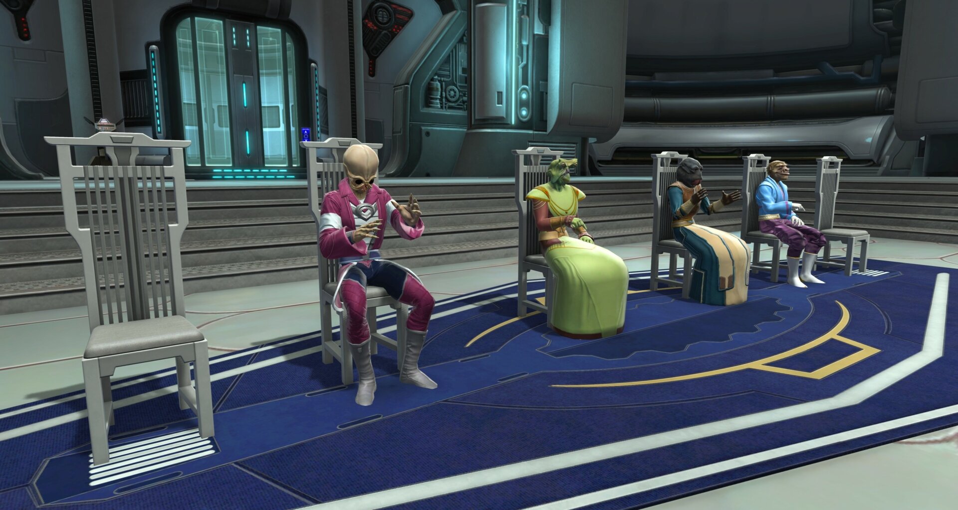 Seated Aliens and Regal Rug Preview