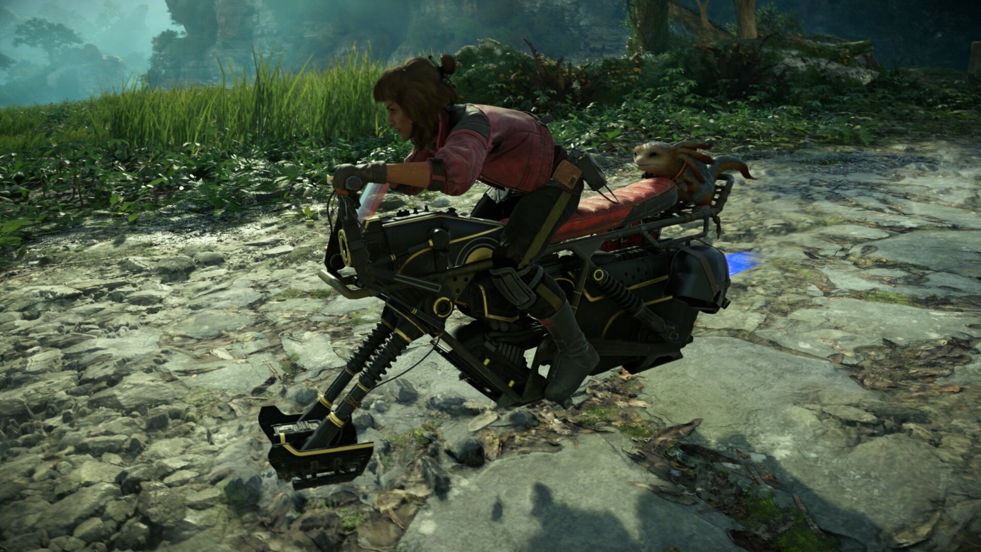 Kay riding her speeder on Akiva