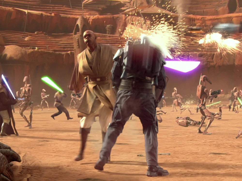 Windu beheads Jango Fett in Star Wars Episode 2