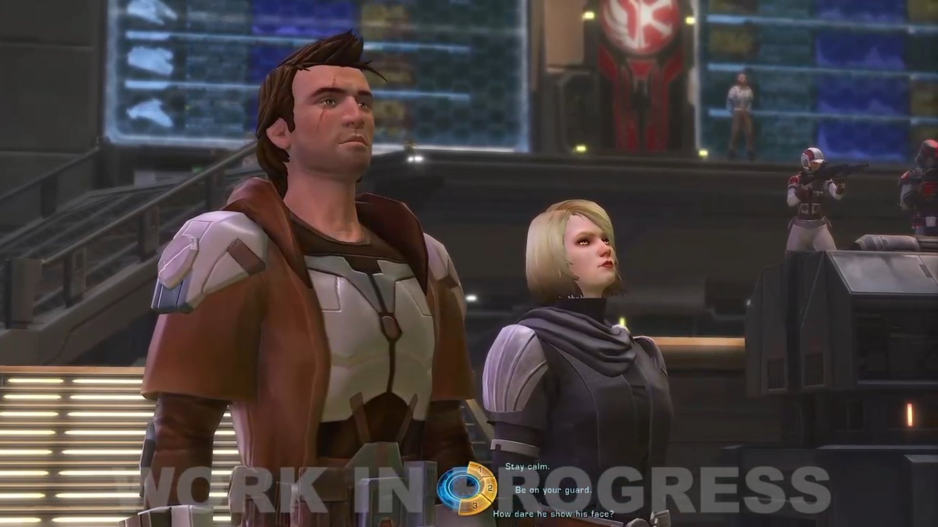 Trailer from SWTOR 7.6: WIP teaser cutscene of Jekiah and Rass Ordo meeting with the Alliance Commander and Lana Beniko on Oddessen