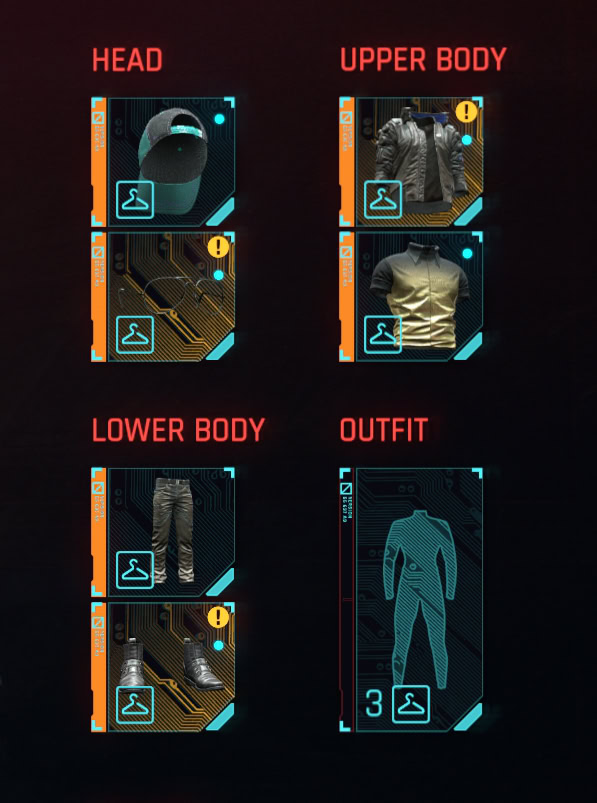 Clothing Slots in Cyberpunk 2077 Update 2.1