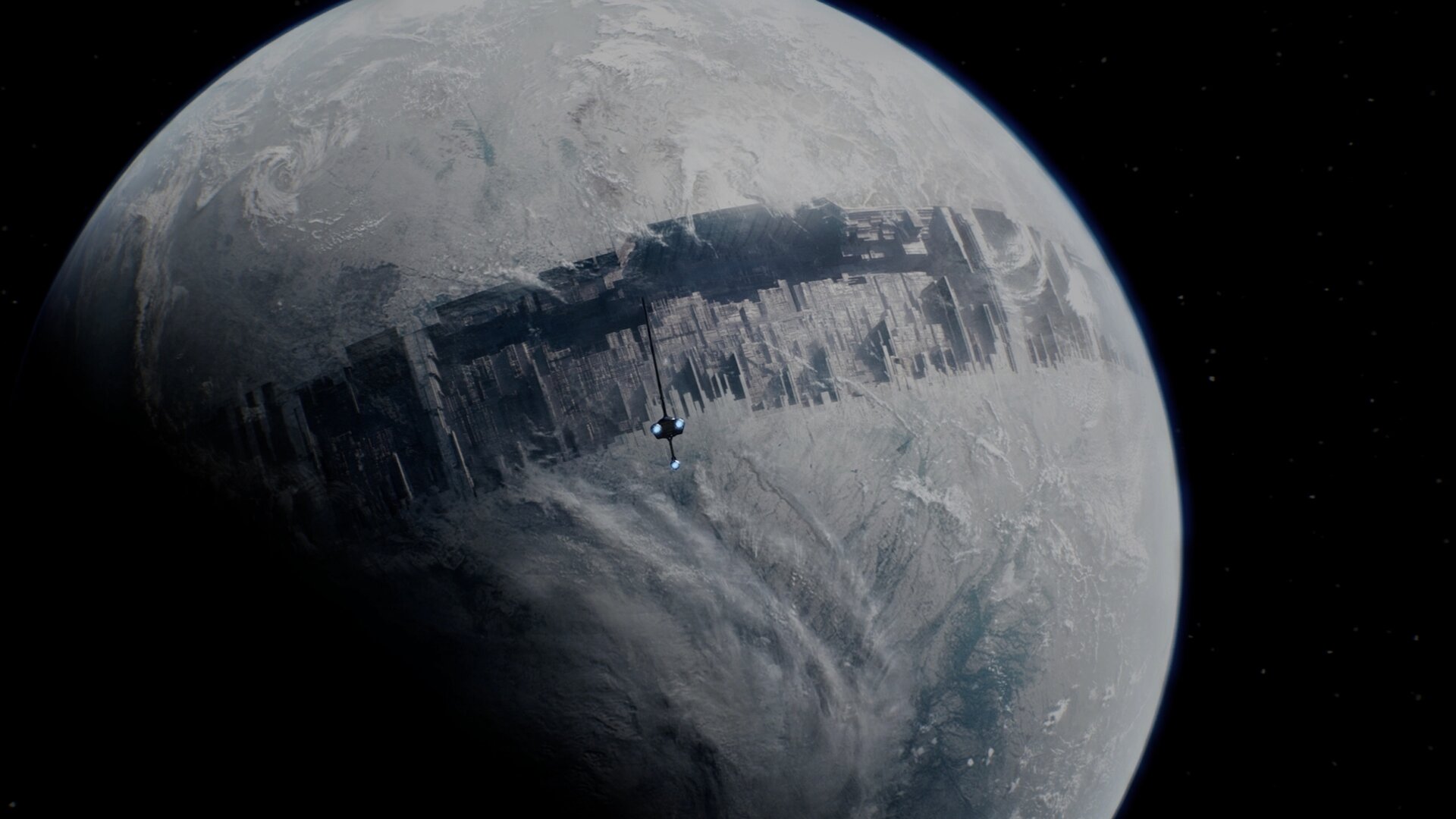 A shot of Ilum from space, from Star Wars Jedi Fallen Order