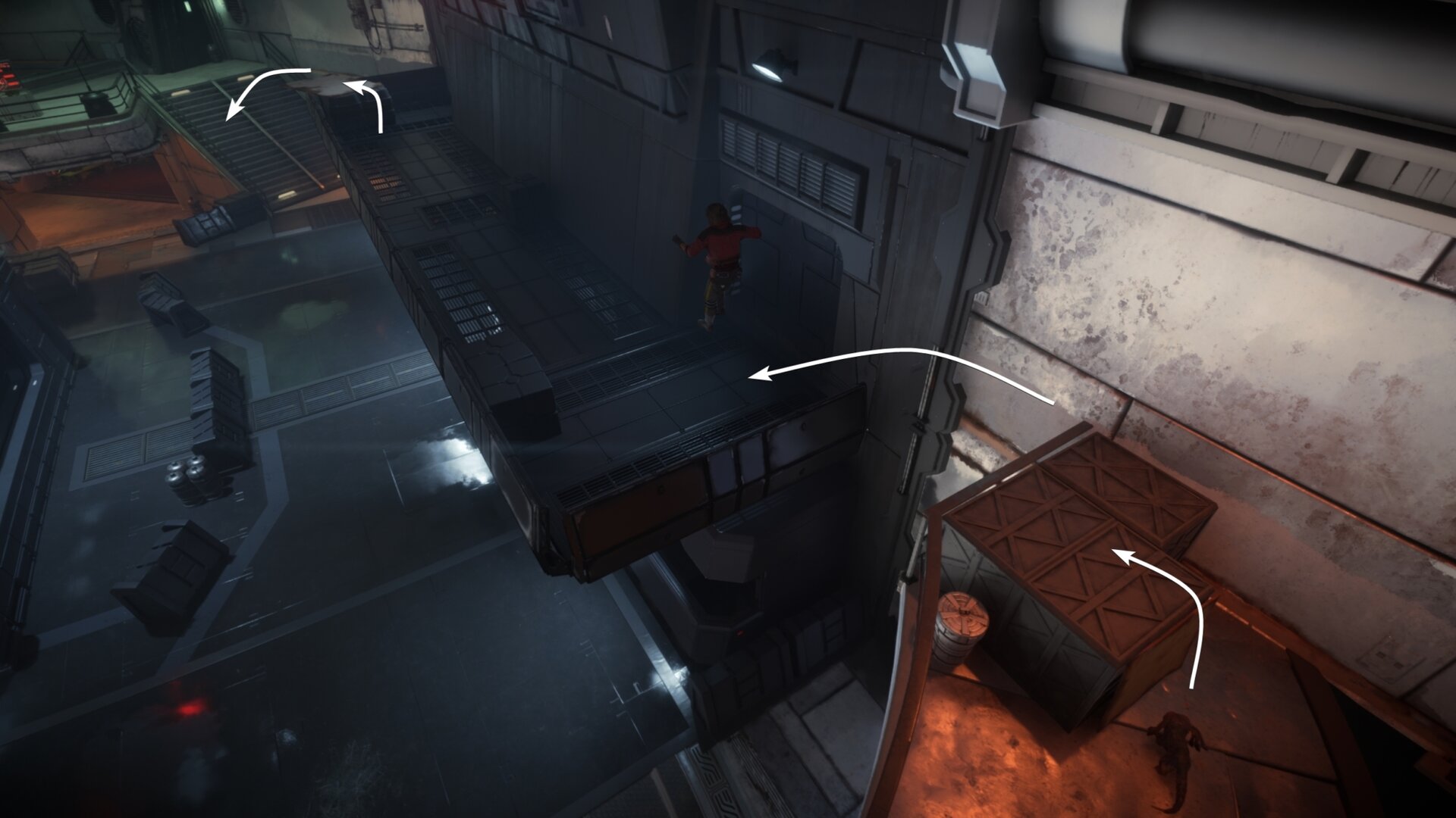 Jump across walkway