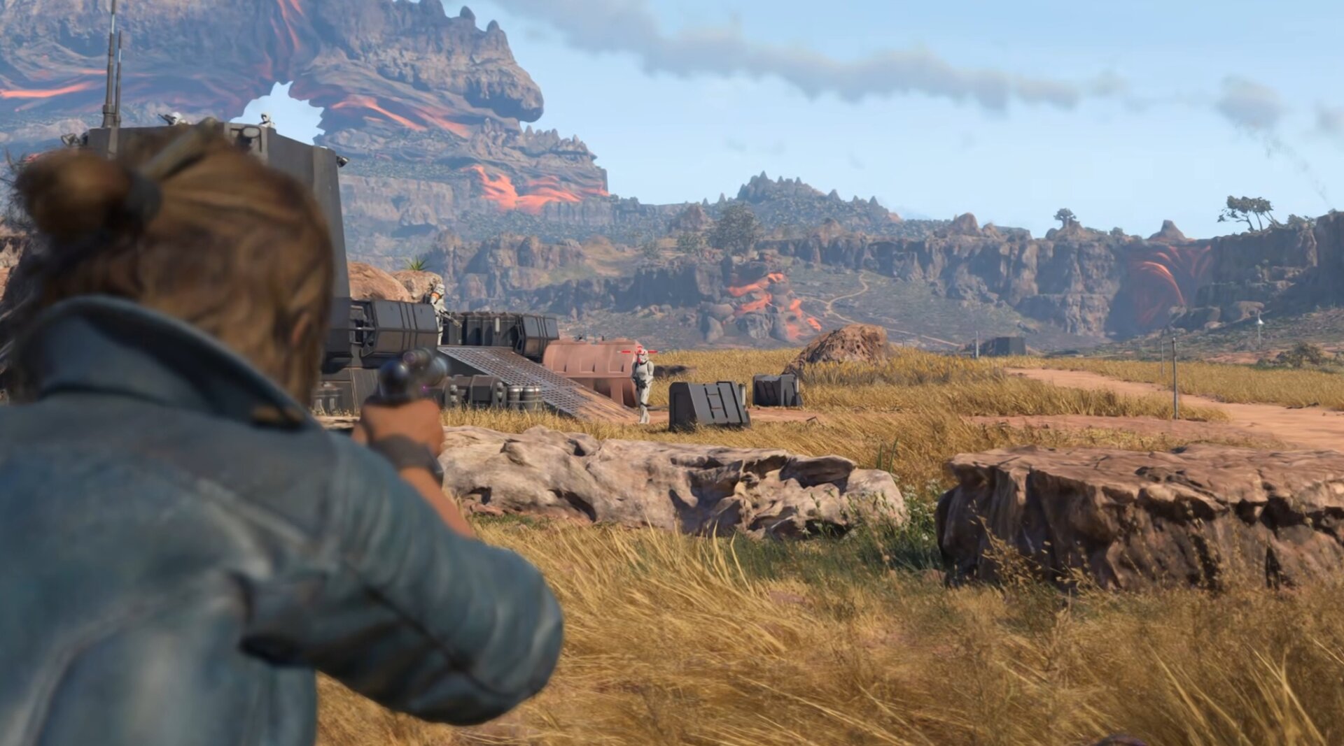 Kay making a headshot in Star Wars Outlaws