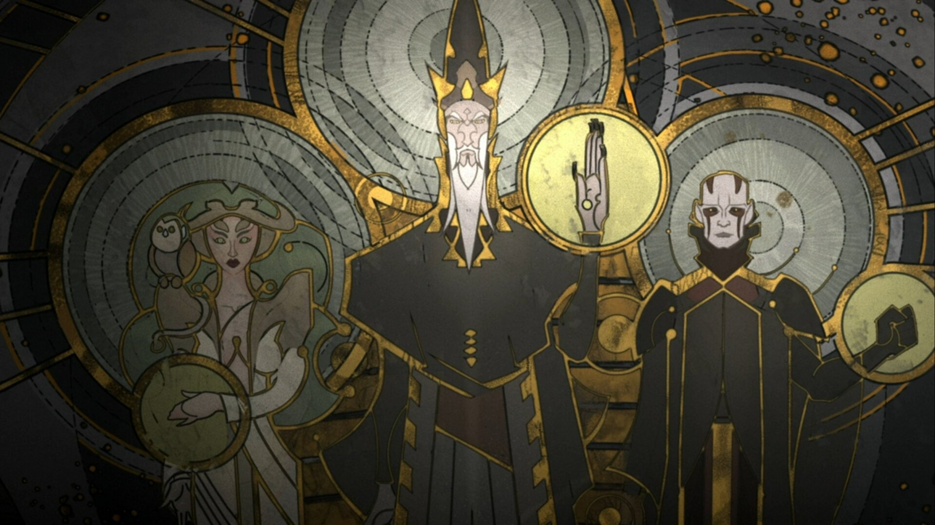 Mortis Gods drawing at the Lothal Temple, from Clone Wars