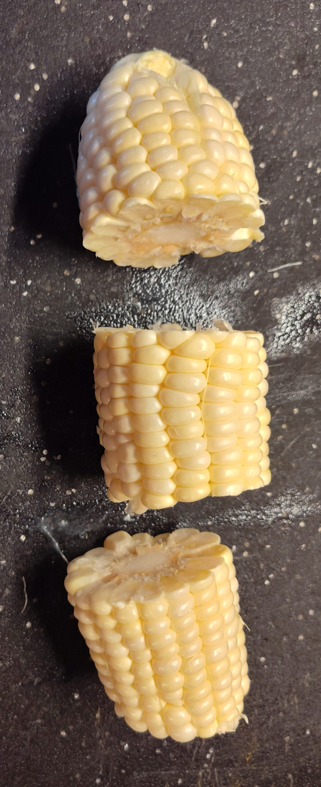 Cut up corn in small pieces