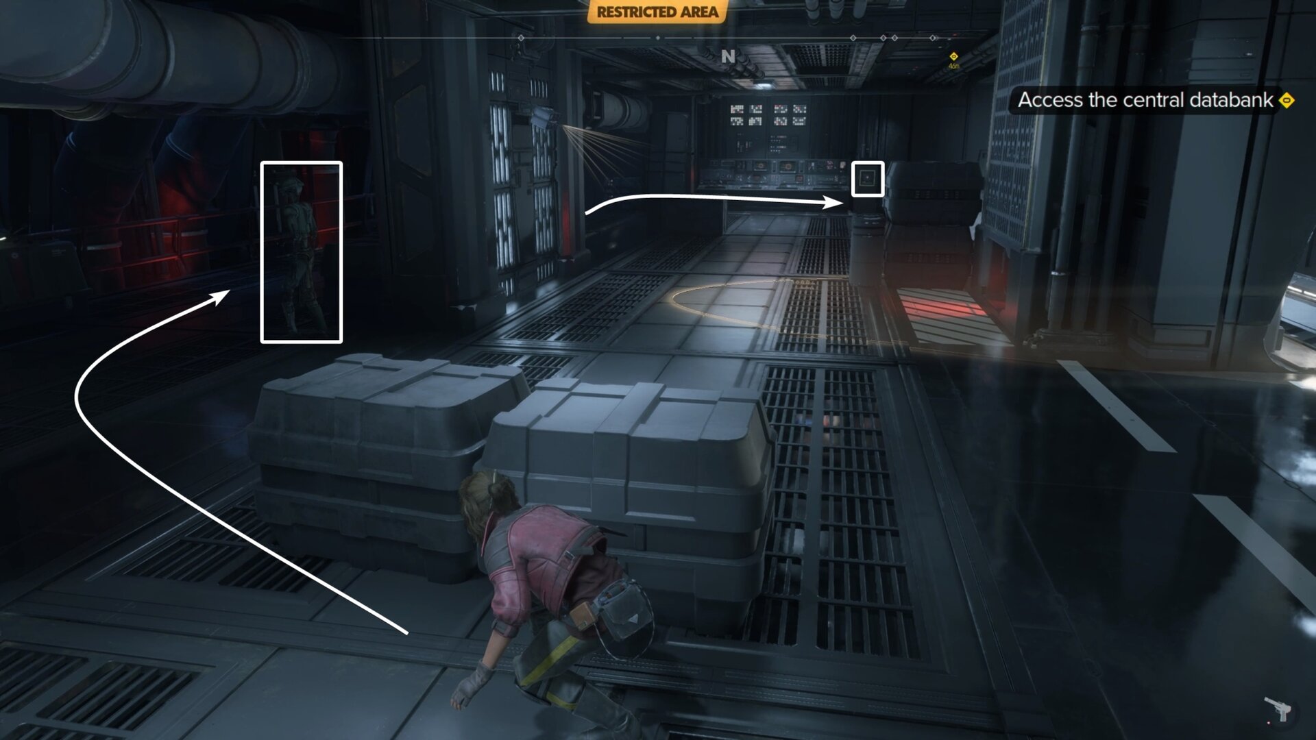 Sneak past droid to turn off camera