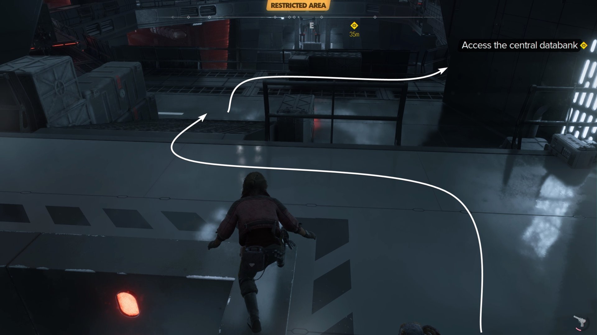Sneak past droids from blue room