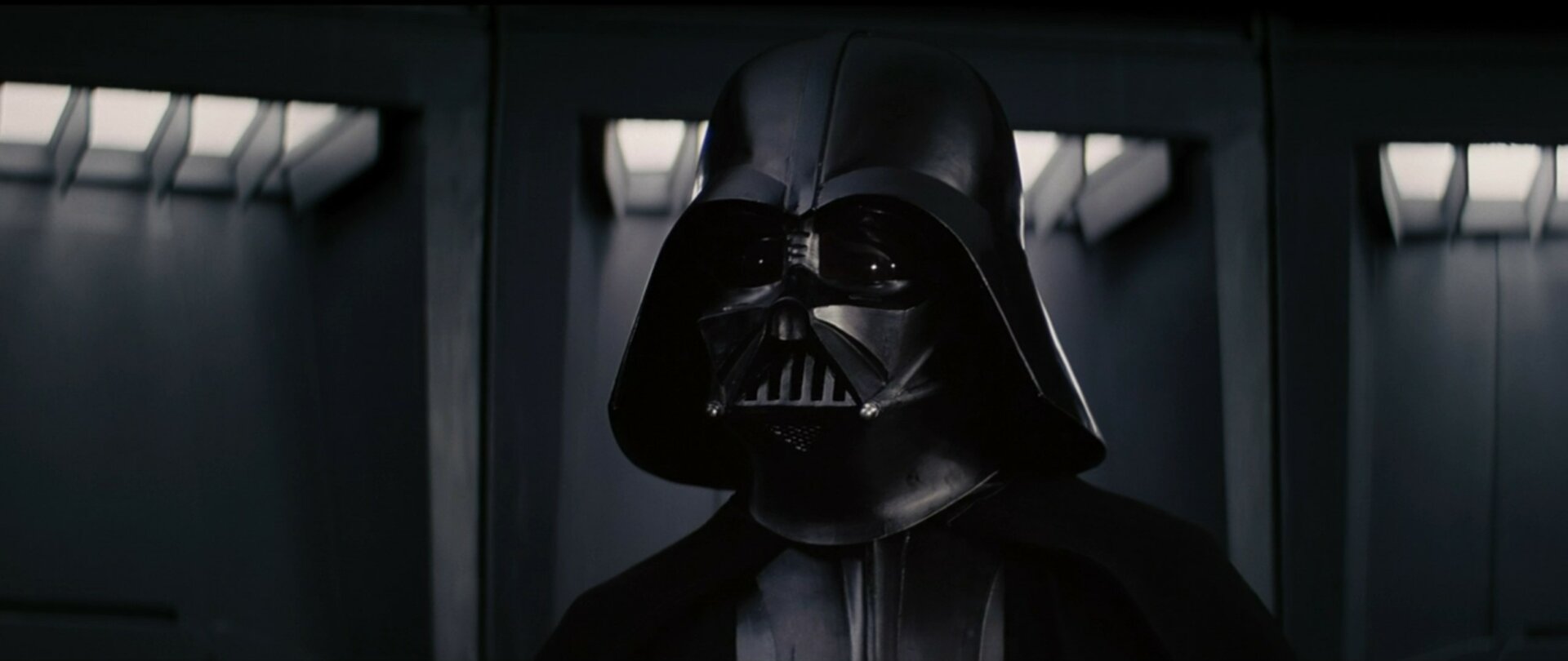 A close-up shot of Darth Vader from Star Wars Episode IV