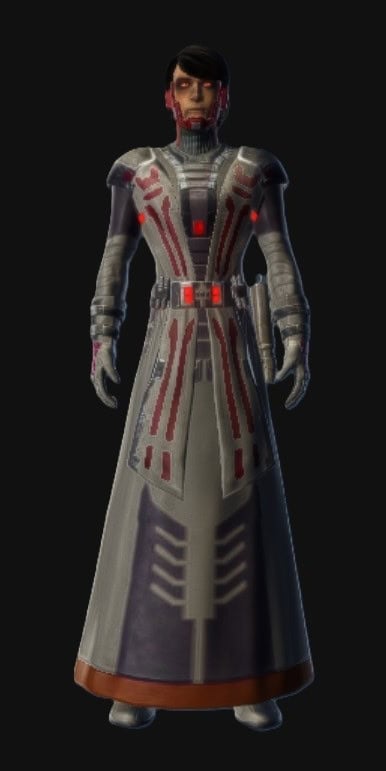 Dark Initiate's Fitted Robes - Front with Helmet