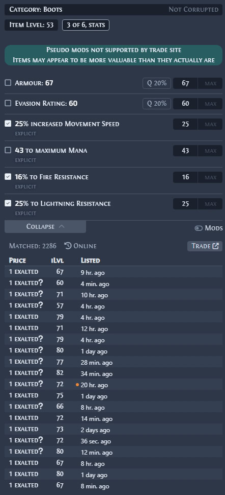 POE2 - Exiled Exchange Item Search