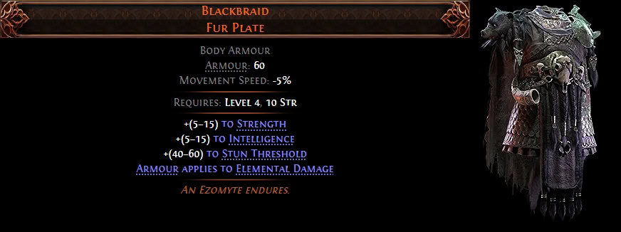 POE2 - Leveling Unique Blackbraid stats