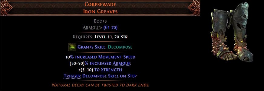 POE2 - Leveling Unique Corpsewade stats