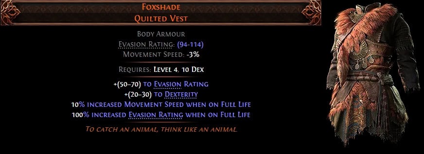 POE2 - Leveling Unique Foxshade stats