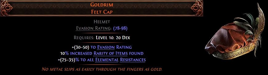 POE2 - Leveling Unique Goldrim stats