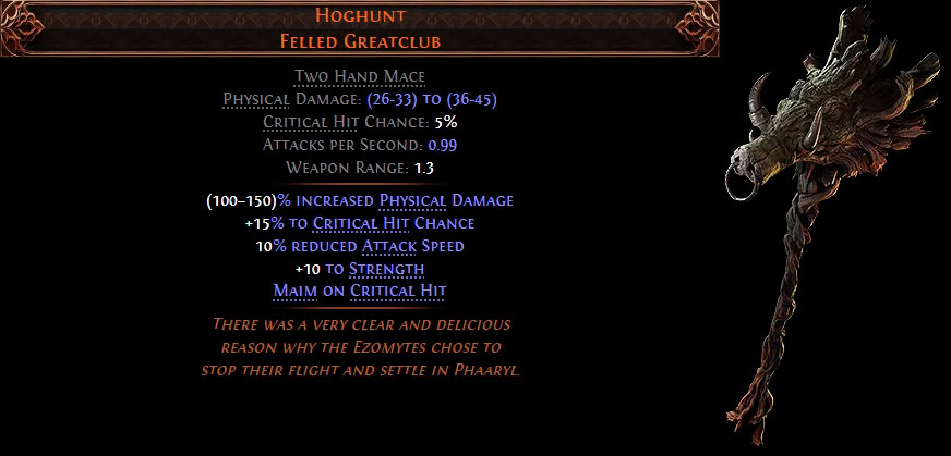 POE2 - Leveling Unique Hoghunt stats