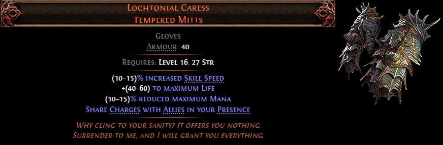 POE2 - Leveling Unique Lochtonial Caress stats