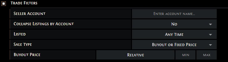 POE2 - Trade Site Trade Filters