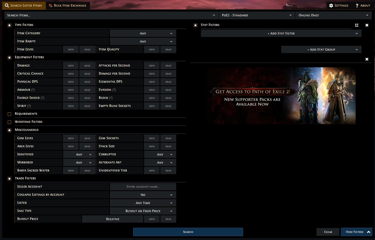 POE2 - Trade Site UI