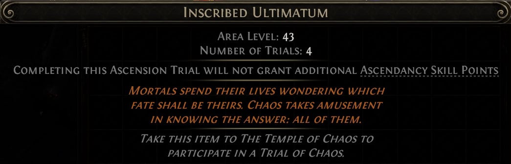 POE2 - Trial of Chaos Inscribed Ultimatum