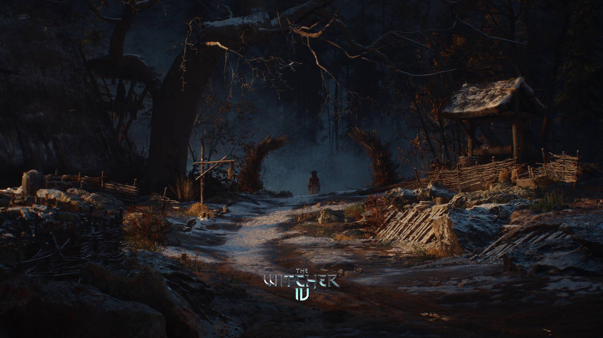 The Witcher 4 cinematic trailer still showing a young girl venturing off into the woods alone