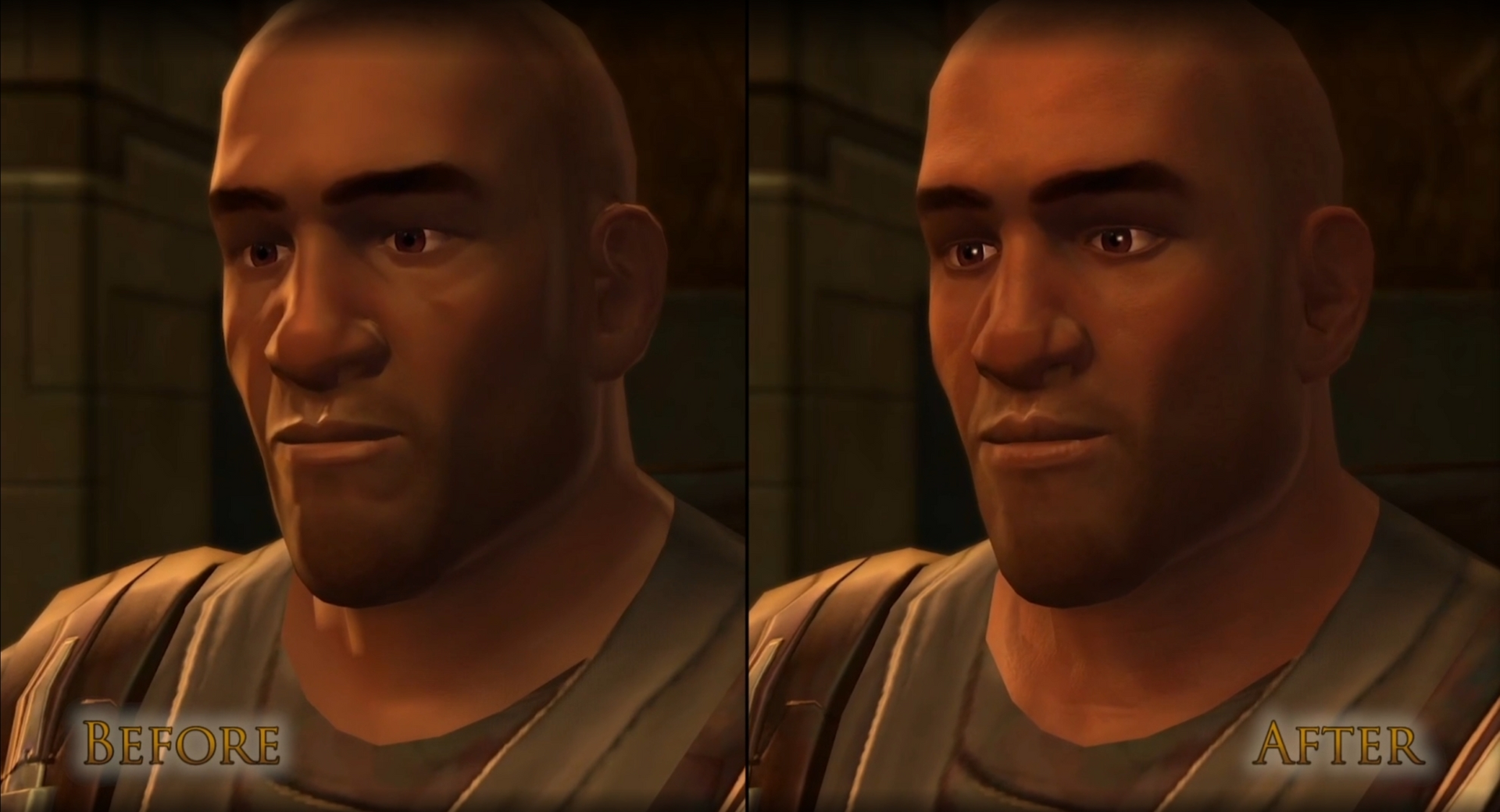 Character face comparison between SWTOR 7.5 and 7.6