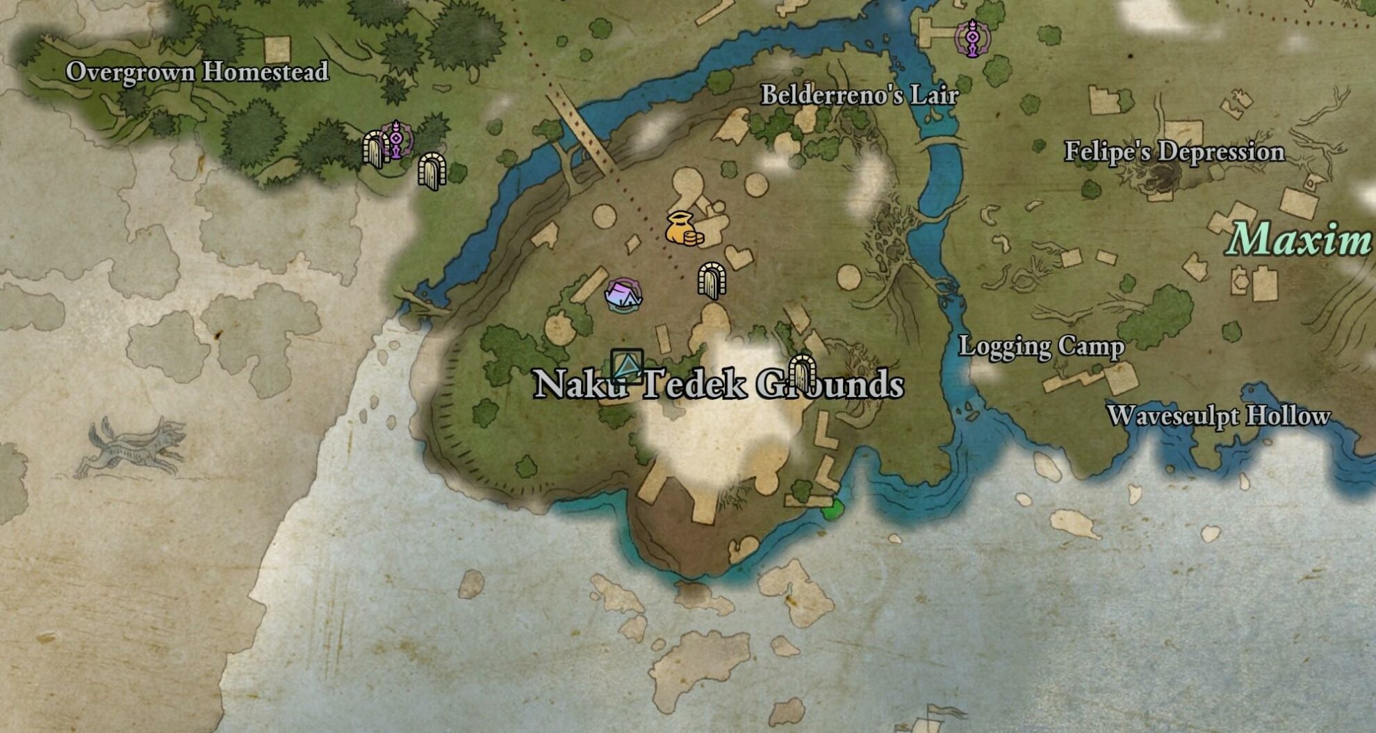 Earthy Aegis Treasure Map Location Map