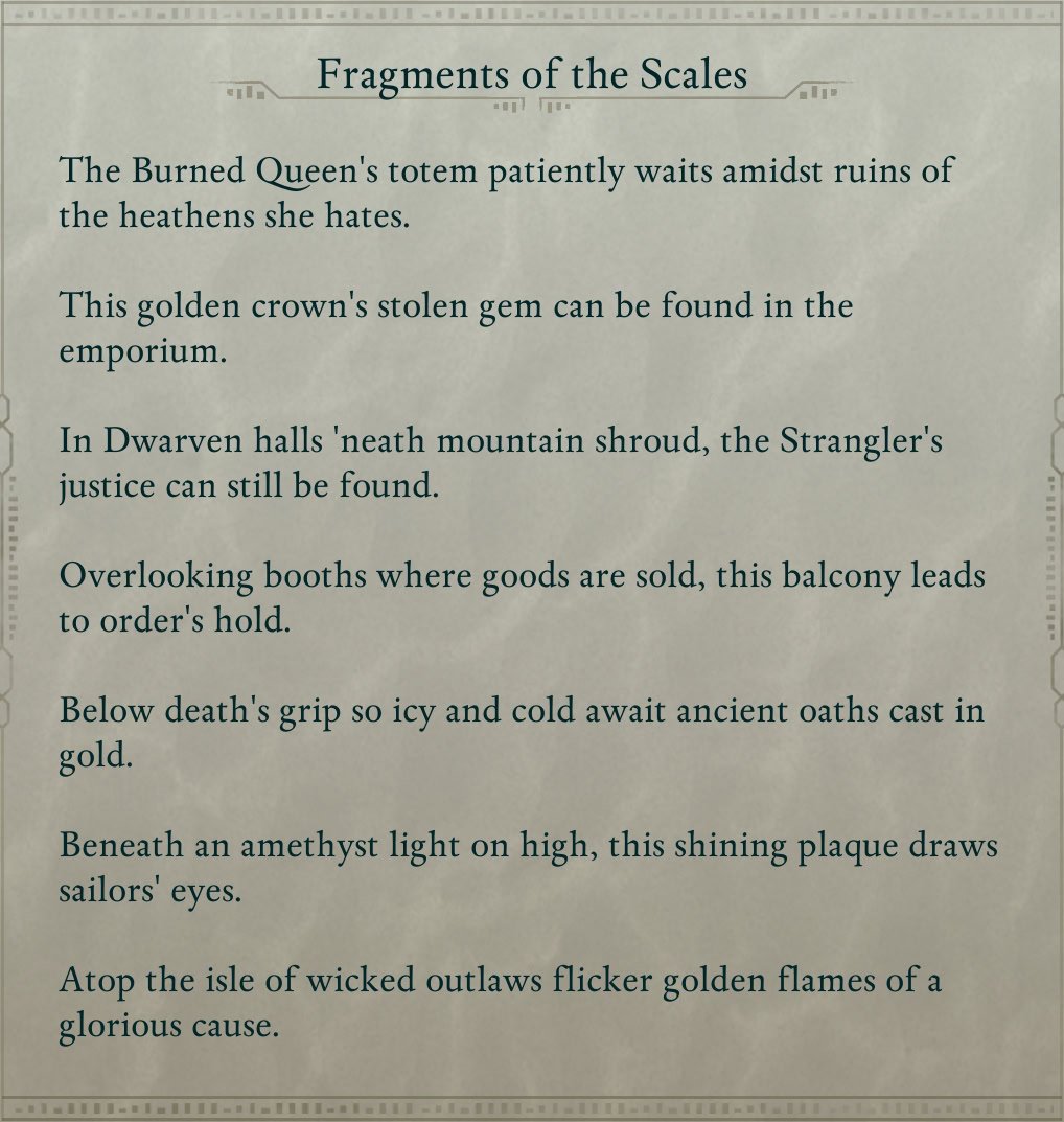 Fragments of the Scales