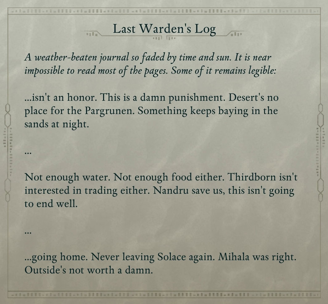 Last Wodern's Log