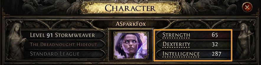POE2 - Character Screen Attributes