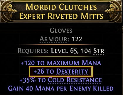 POE2 - Dexterity Gloves Example Highlight