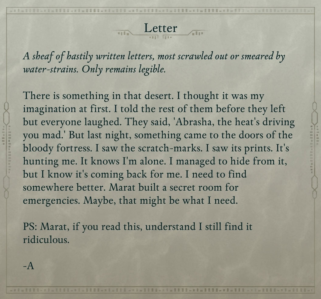 Shatterscarp Pargrun Cache Letter text