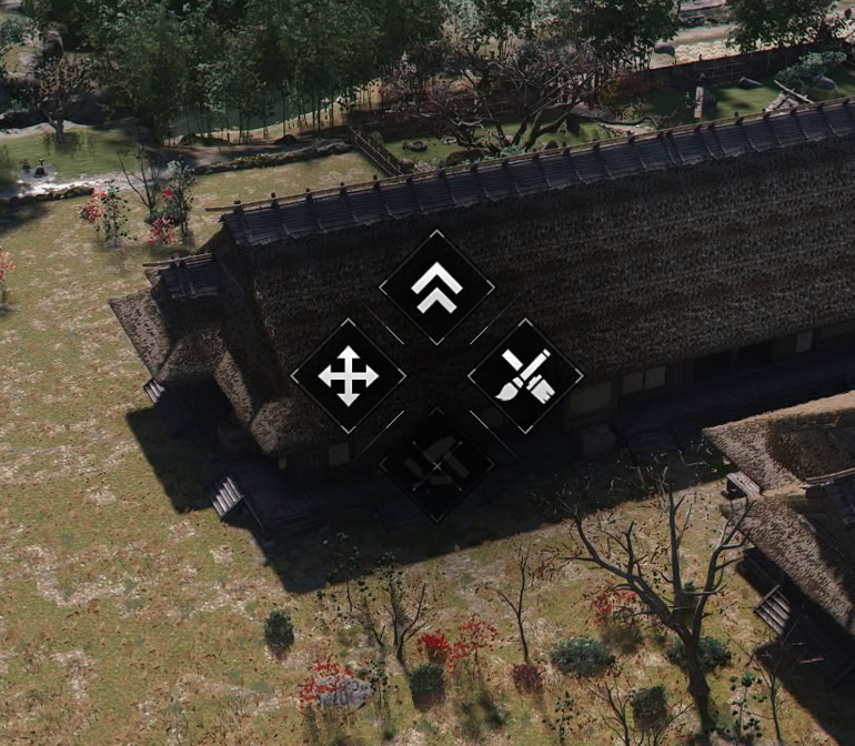 Buttons for managing a selected building